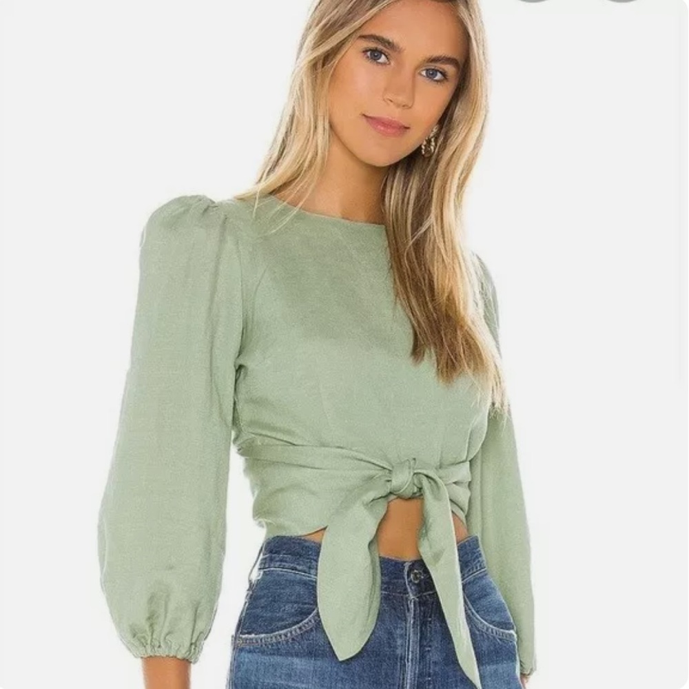 NWT Capulet Linen Blend Mint Tie Front Crop Top
